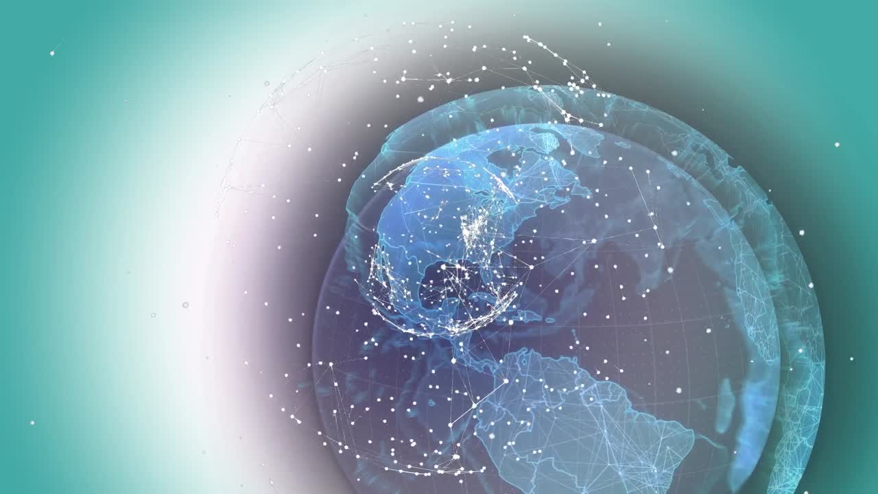 animación del globo y la red de conexiones sobre fondo verde