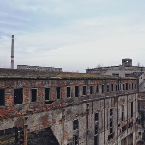 ruins of an old factory. old industrial complex. aerial view