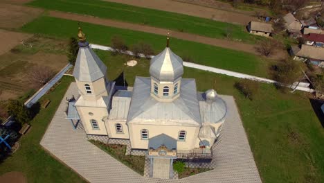 orthodox church in the ukrainian village. aerial view 02