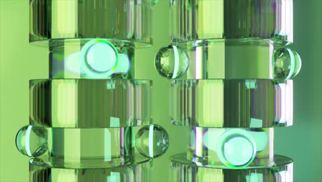 abstract geometric green glass cylinders