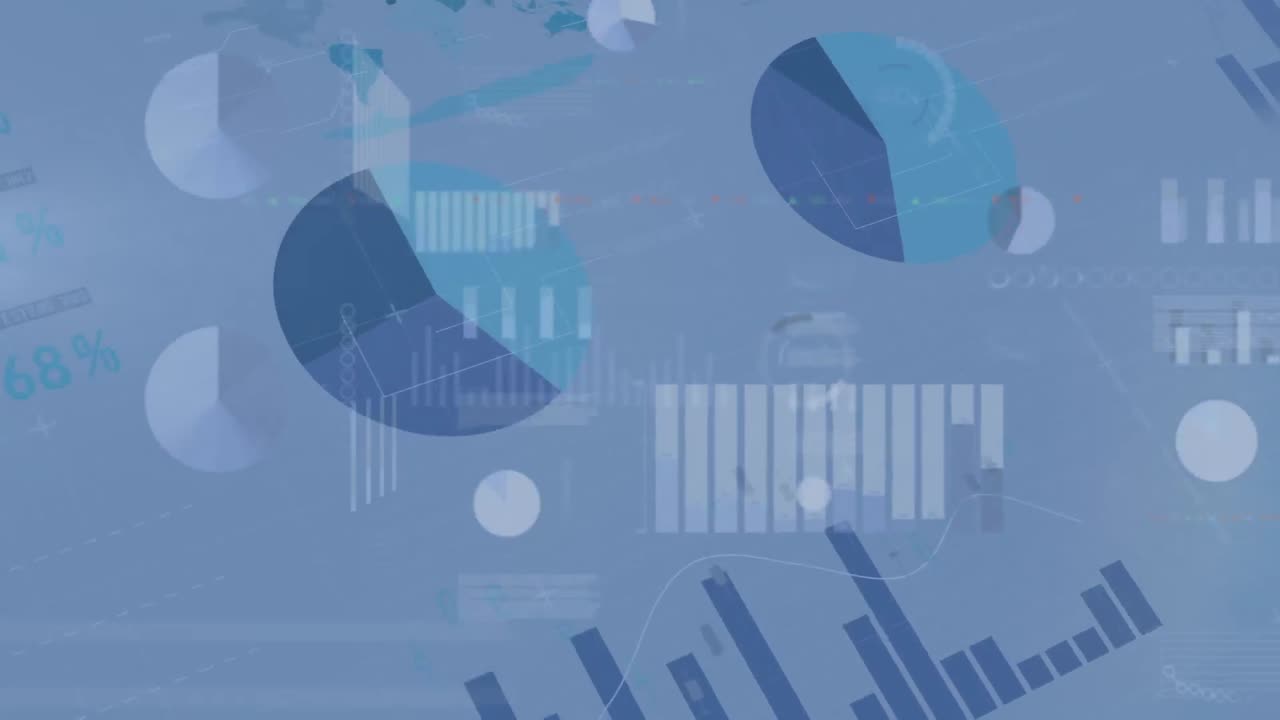Animation of financial data processing over digital screen