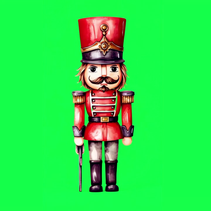 Illustration av en klassisk nötknäpparsoldat på grön skärm