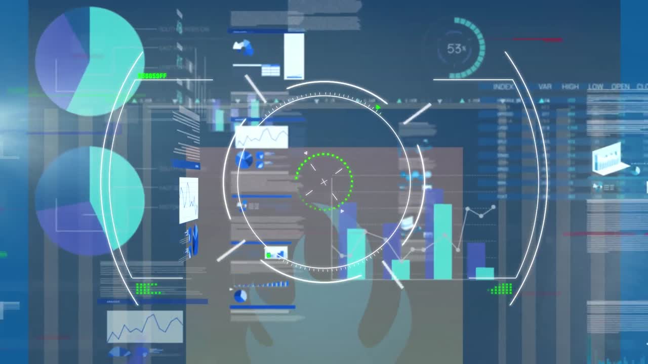 Animation of statistics, firewall and data processing