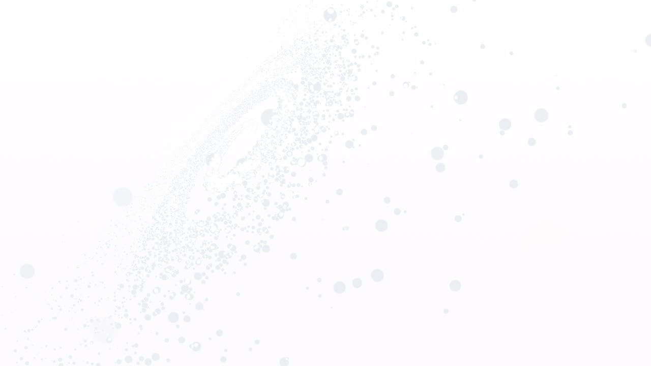 4k voando através de partículas em movimento, galáxia espiral, fundo branco abstrato