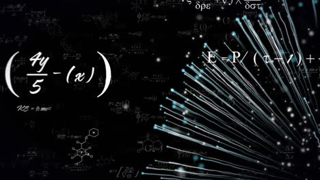 animation von mathematischen gleichungen und punkten auf schwarzem hintergrund