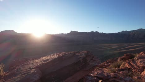 red rock canyon in las vegas california aerial footage during sunset