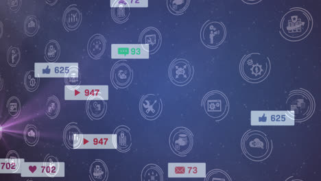 Animation-of-media-icons-on-blue-background