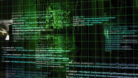 Animation of data processing on black background