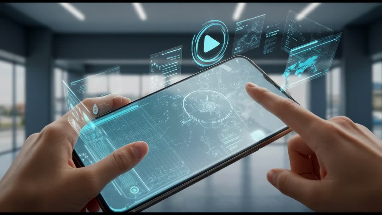 An exciting demonstration of innovative technology that highlights the interactive capabilities of augmented reality on a smartphone device