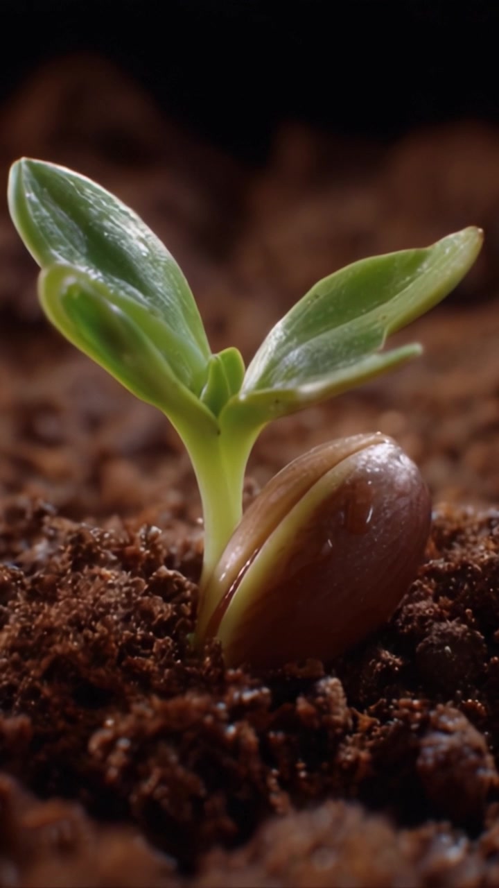 Uma Muda Emerge de Solo Rico, Representando Crescimento e Novos Começos na Natureza, Capturada em Belos Detalhes Enquanto Alcança a Luz Acima
