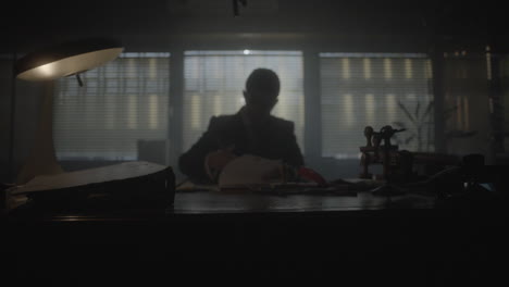man working in a vintage office