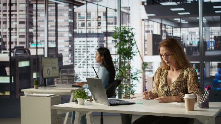 Employees working at office