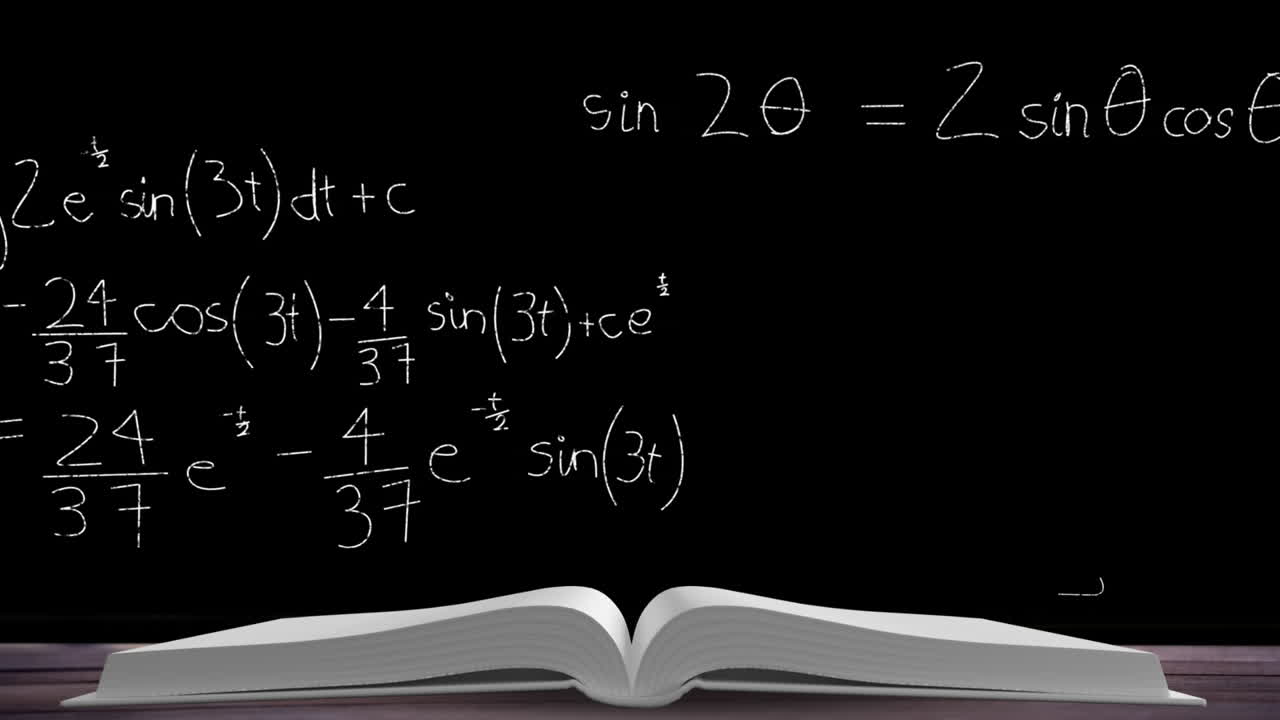 Mathematical equations against open book