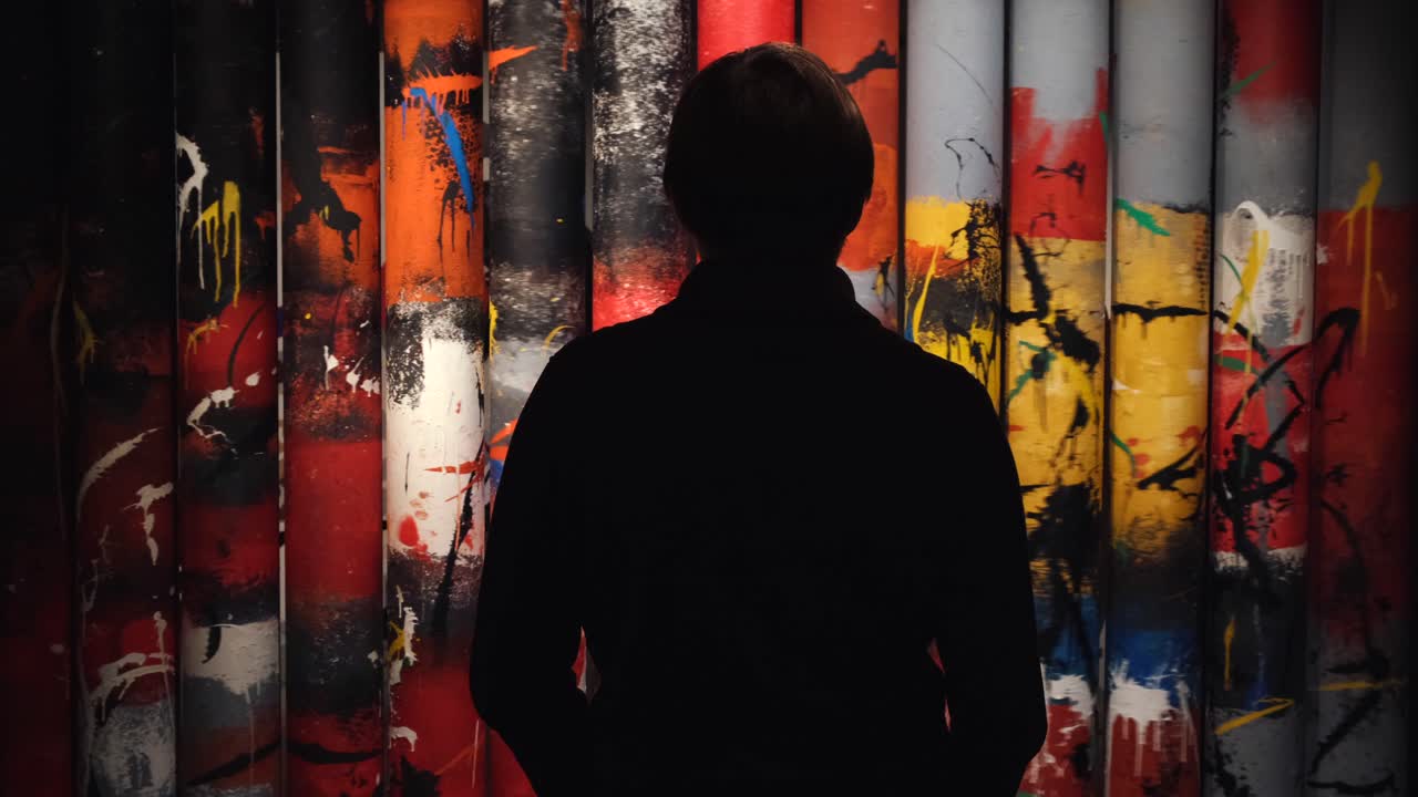 Person Viewing Abstract Art