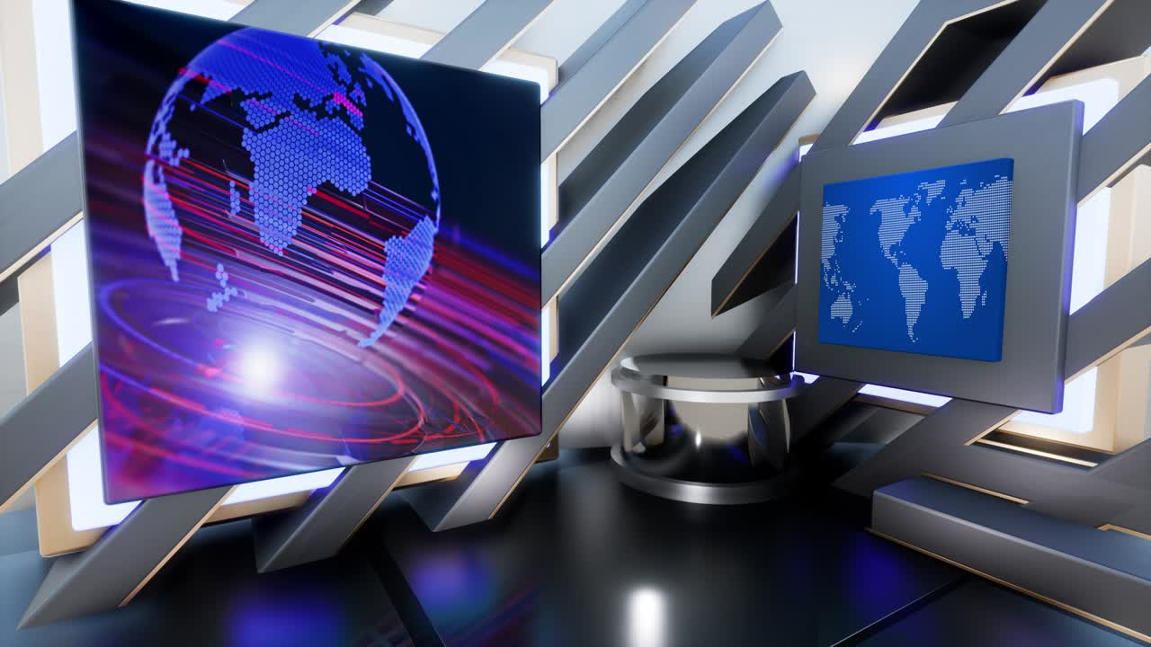 el conjunto de estudios de noticias de tv - bucle de fondo de pantalla verde virtual