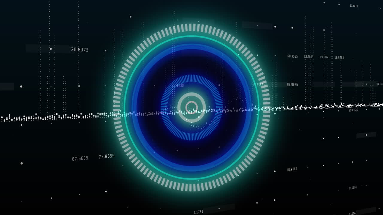 검은색 배경에 데이터 처리에 대한 범위 스캐닝의 애니메이션