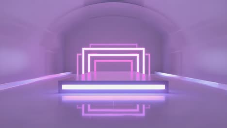 stage with neon lights in a tunnel