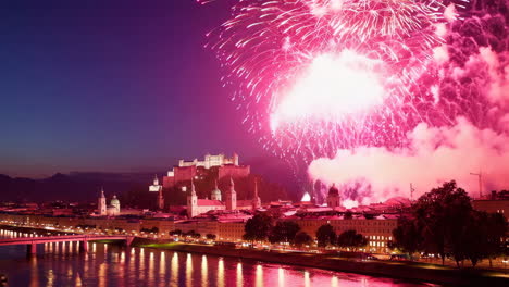 salzburg fireworks display at night
