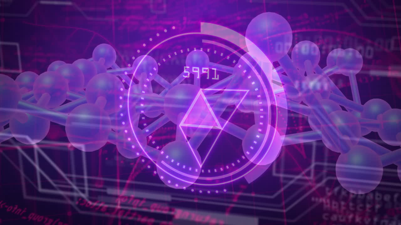 어두운 배경에 dna 줄에 대한 과학적 데이터 처리의 애니메이션