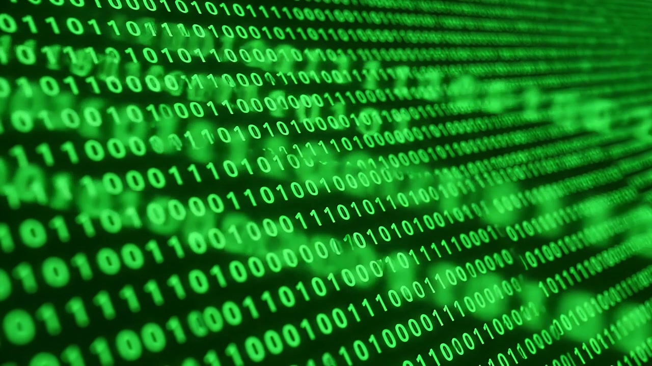 Digital Binary Code Streaming on Green Screen