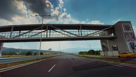 sunny emty road  on highway in sofia