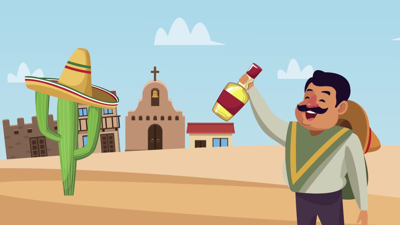 hombre mexicano bebiendo tequila personaje