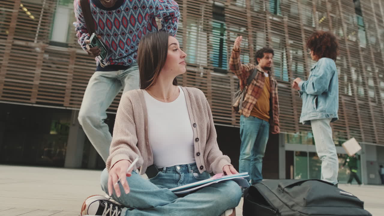 Group of diverse students on a college campus