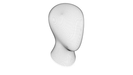 the mesh of a head. looping footage has 4k resolution.