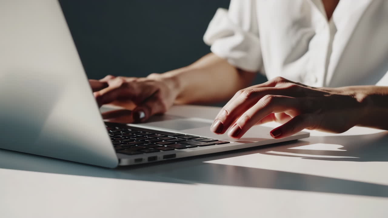 Person Typing on Laptop Keyboard