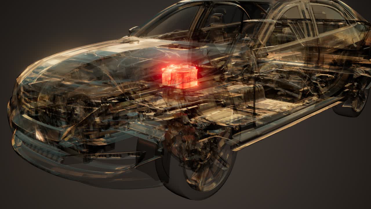 자동차 배터리가 자동차에서 보입니다.