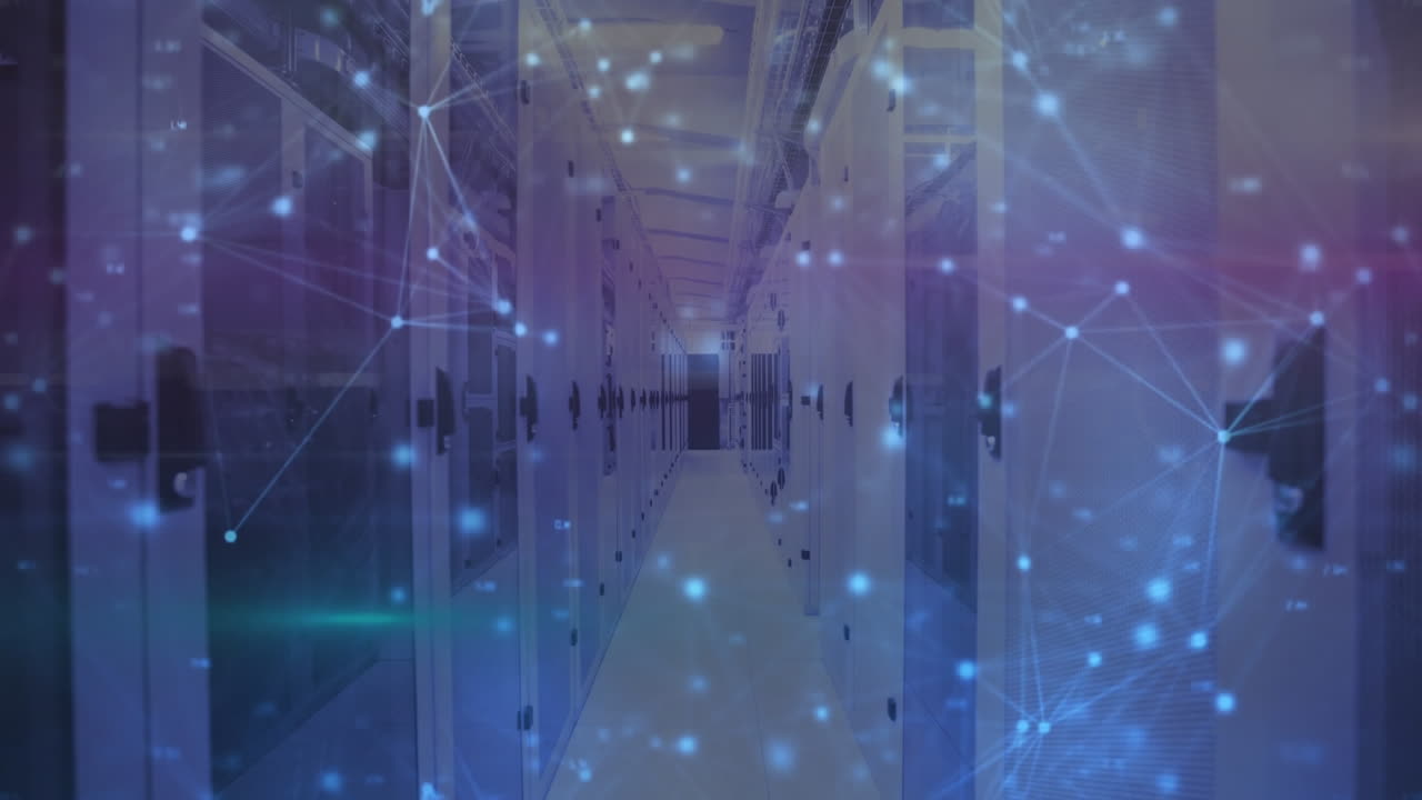 animación de la red de conexiones a través de la sala de servidores