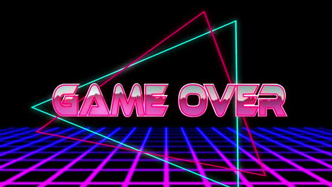 animación del juego sobre el texto sobre las líneas de neón y el patrón