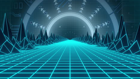 animation of digital mountains over scope scanning
