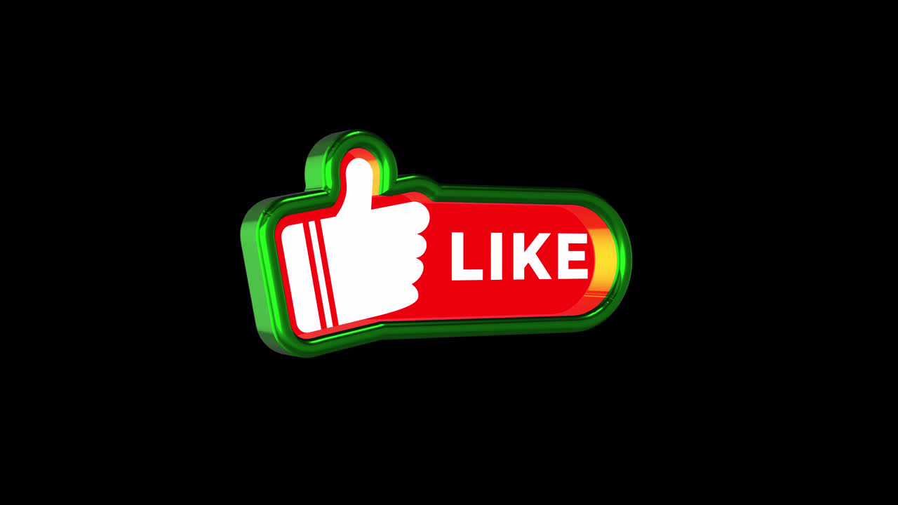 3D Animated Like Button Rotating on Black Background