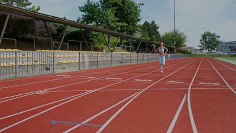 woman running on a track