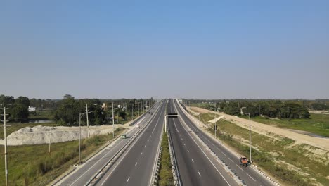 dhaka mawa bhanga expressway aerial view of dhaka expressway. first national expressway in bangladesh. development in transportation of bangladesh.