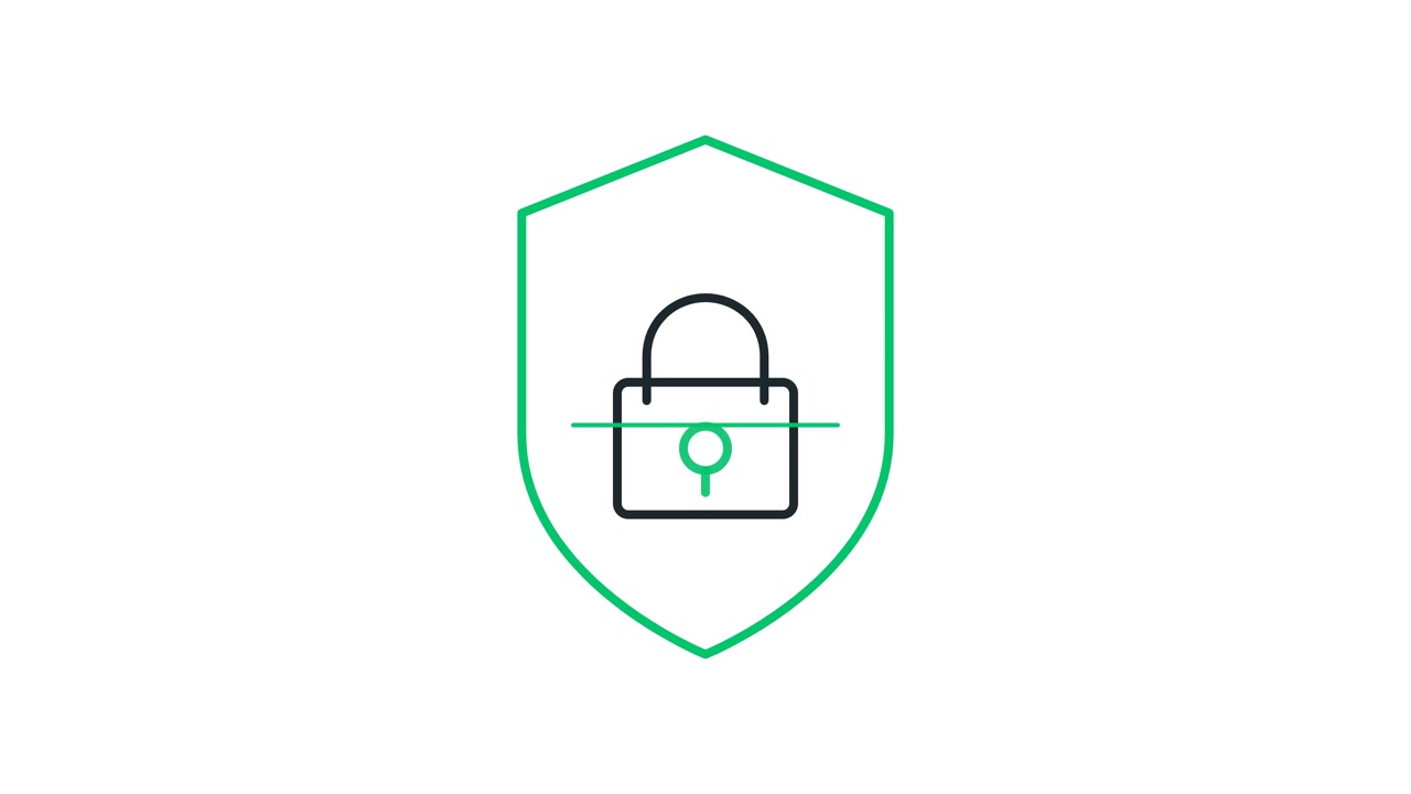 Animated Shield Icon Locking and Scanning for Cybersecurity Concept