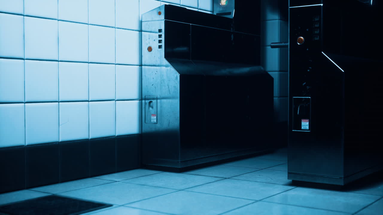 밤에 지하철 회전문