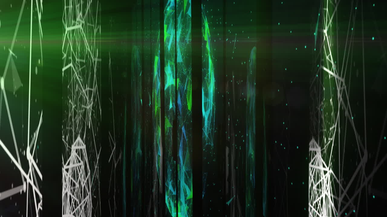 Animation of moving shapes on black background