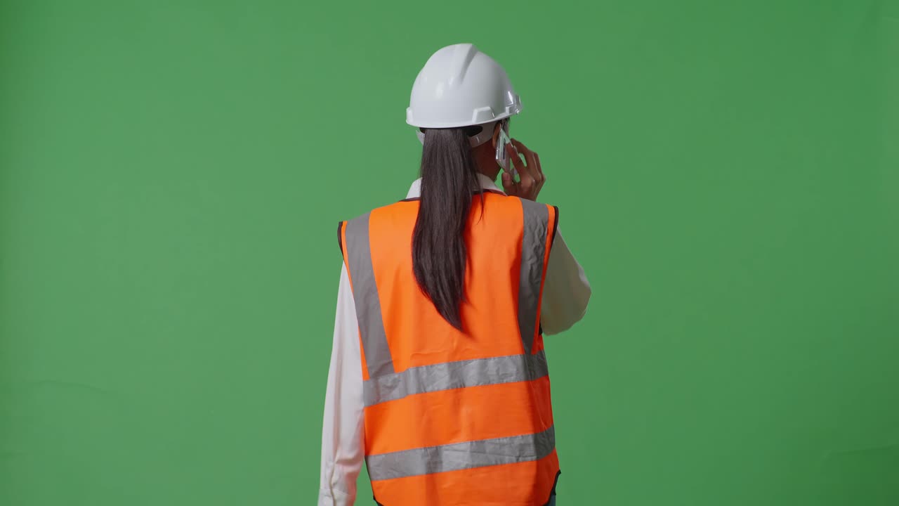 ingeniera hablando por teléfono.