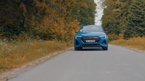 new all-electric audi e-tron. presentation of the new audi electric car on road