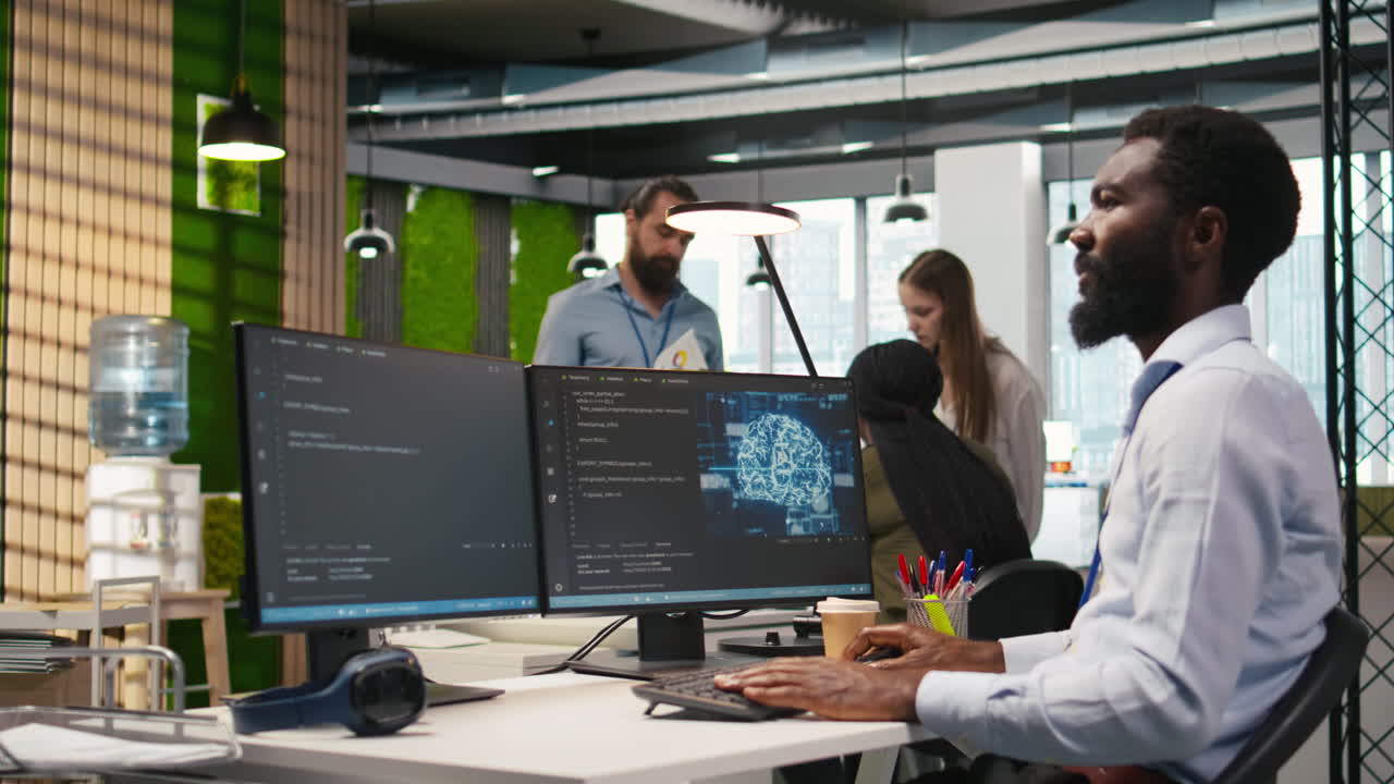 System Administrator In Office Using Pc, Automating Repetitive Tasks With Ai