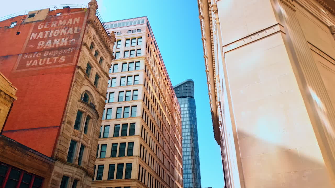 Pittsburgh, USA, 2 August 2025: Historical architecture of modern Pittsburg, Pennsylvania, USA. Low angle view. Modern high-rises at backdrop
