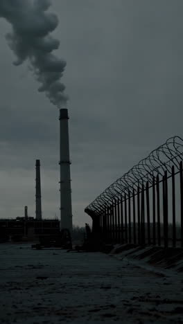 industrial factory site with smokestacks on a cloudy day