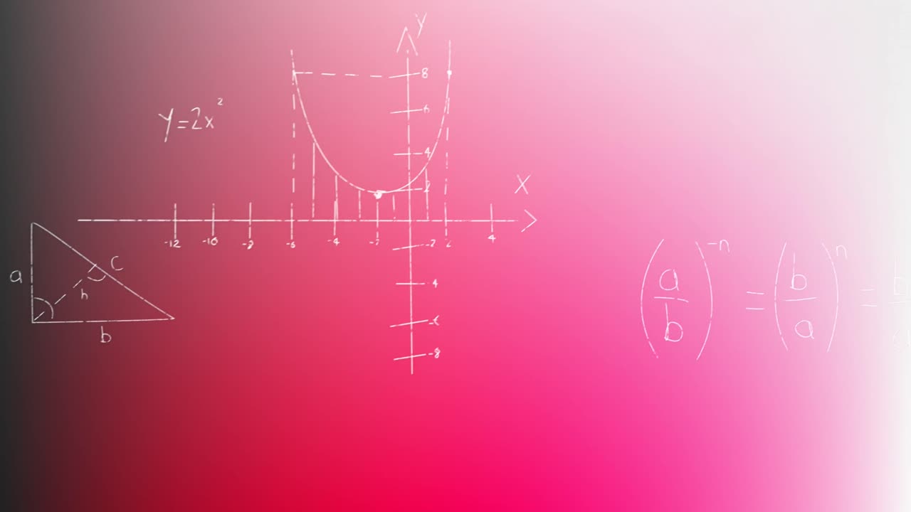 분홍색 배경에 수학적 데이터 처리의 애니메이션