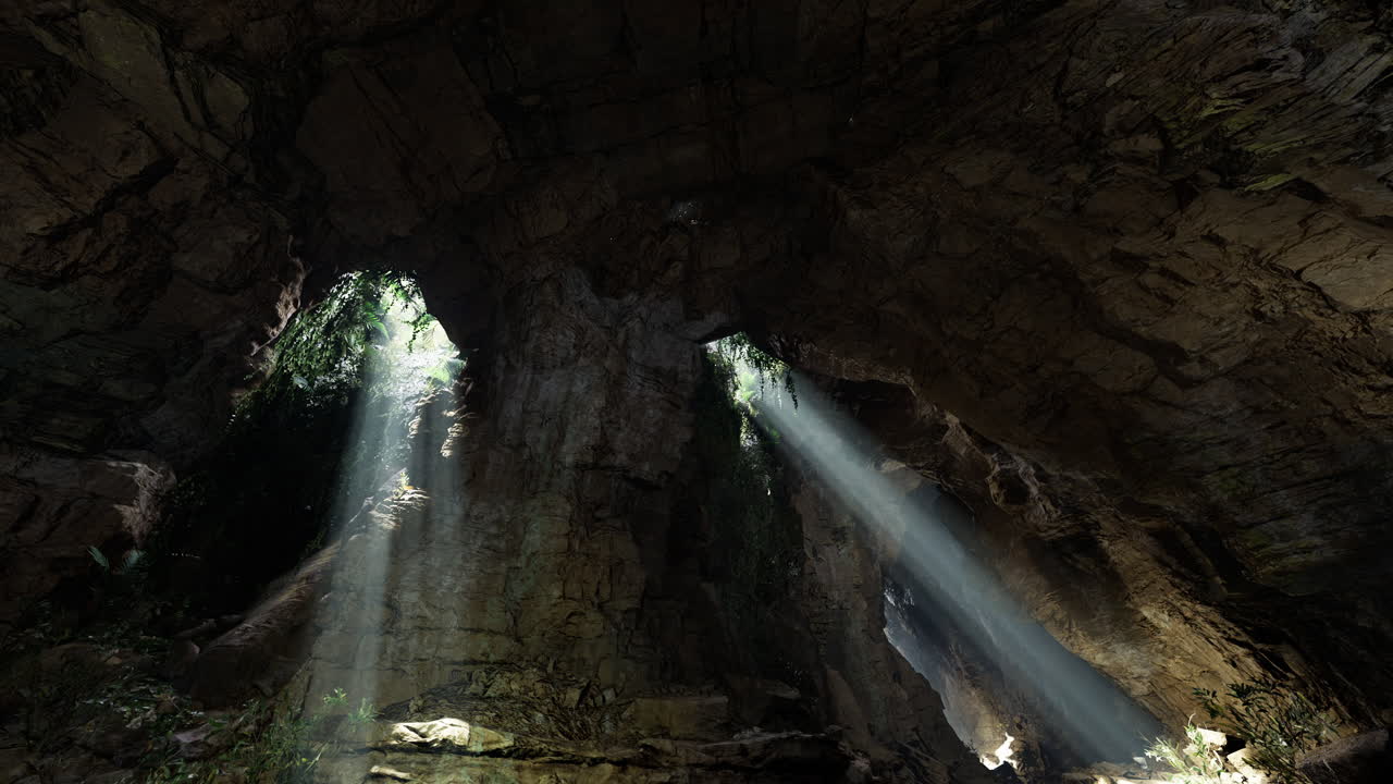 Discovering the beauty of sunlight filtering through a cave in nature