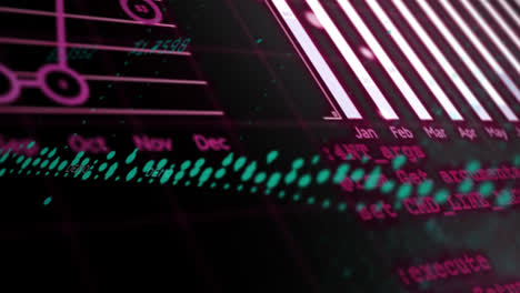 animation of statistical data processing over spinning globe against black background