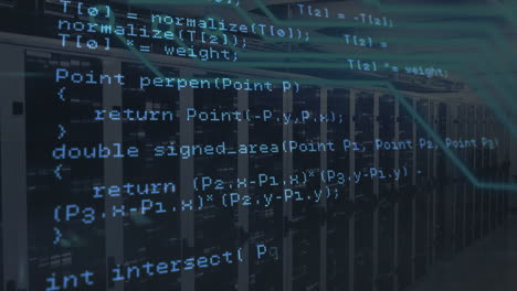 animación del procesamiento de datos en azul sobre los servidores