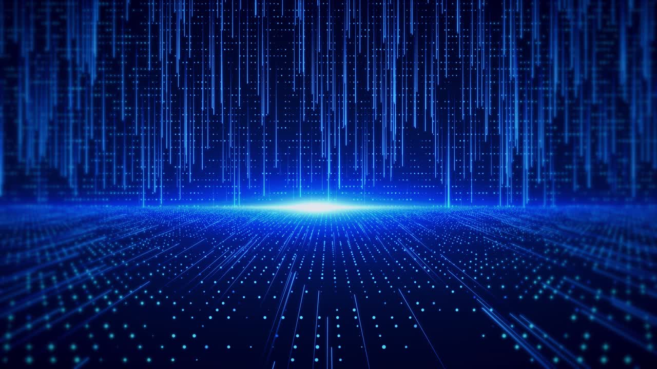 Big data futuristic cyber stream blue background cyber technology background wave 3d artificial