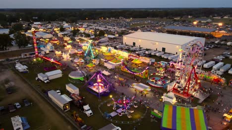 aerial view of a county fair at night